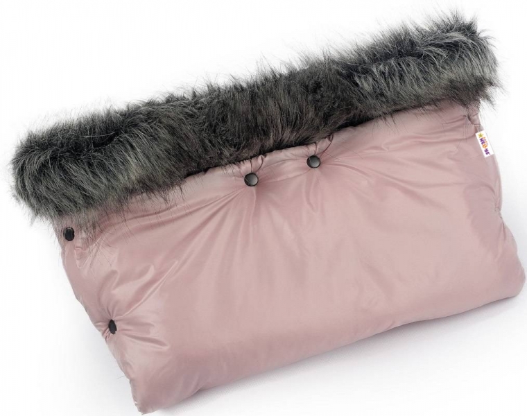 Detský eshop: Zimný fusak fluffy s kožušinou + rukávnik zadarmo, baby nellys, 50 x 100cm, ružový