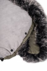 Zimný fusak FLUFFY s kožušinou + rukávnik zadarmo, Baby Nellys, 50 x 100cm, sivý