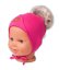 Detský eshop: Bavlnená dvojvrstvová čiapočka s brmbolcom na zaväzovanie star - ružová, značka Baby Nellys