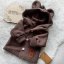 Detský eshop: Elegantný pletený svetrík s gombíkmi a kapucňou s uškami baby nellys, hnedý
