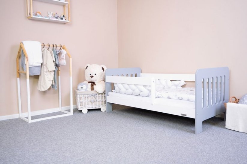 Detský eshop: Detská posteľ so zábranou New Baby ERIK 140x70 cm bielo-sivá