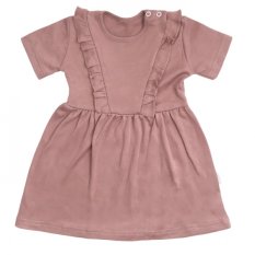 Detský eshop: Dojčenské šaty s volánikmi, s krátkym rukávom, happy - vínová, značka Mamatti