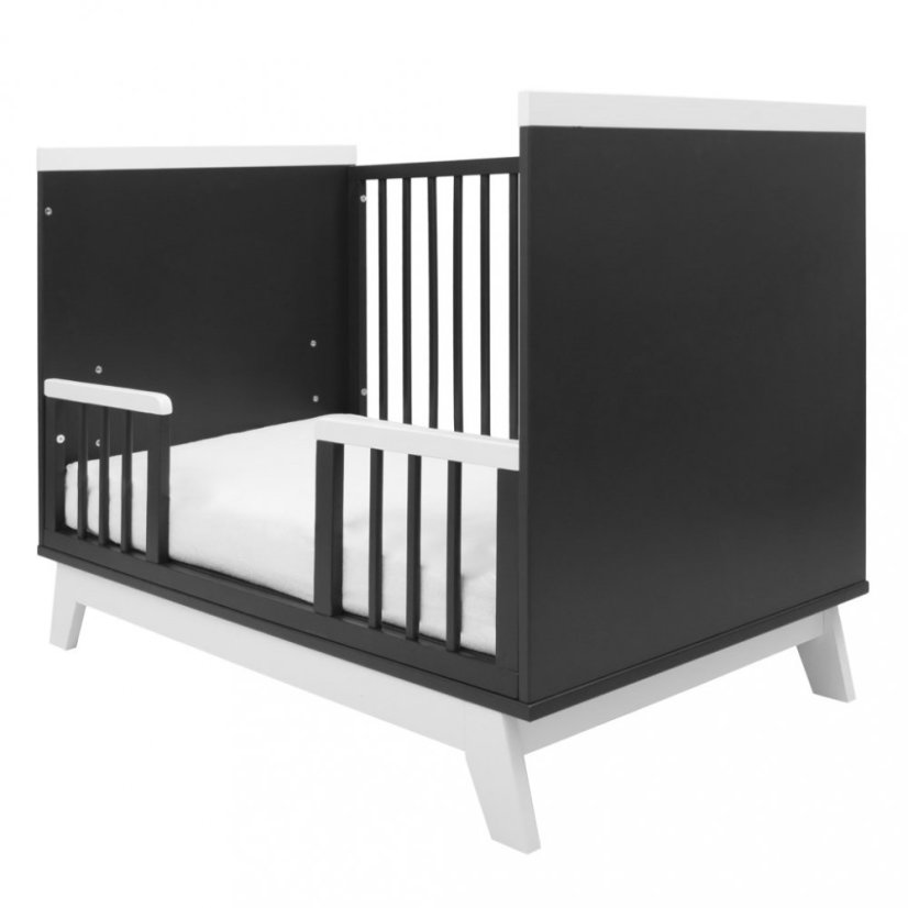 Detský eshop: Detská postieľka so zábranou New Baby MARCUS 120x60 cm grafit/biela