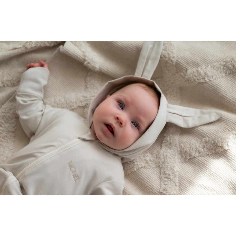 Detský rastúci teplákový overal Rabbit, BASIC Light Beige, svetlá béžová, od značky Moniel