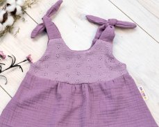Letné ľahučké mušelínové šaty Summer -  lila, levandule, značka Baby Nellys