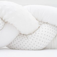 Detský eshop - Ochranný mantinel do postieľky vrkoč Minka a Bodky sivý
