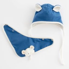 Detský eshop: Jarná dojčenská čiapočka so šatkou na krk New Baby Sebastian modrá