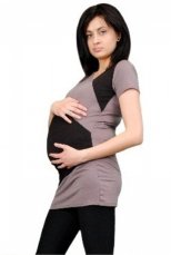 Detský eshop: Tehotenská tunika s asymetrickým výstrihom - béžová, značka Be MaaMaa