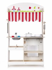 Eco Toys Drevená kuchynka s príslušenstvom, 101 x 60 x 27 cm - biela