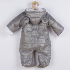 Detský eshop: Zimná dojčenská kombinéza s kapucňou s uškami New Baby Pumi grey