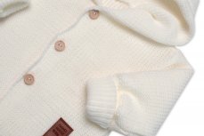 Detský eshop: Elegantný pletený svetrík s gombíkmi a kapucňou s uškami baby nellys, ecru