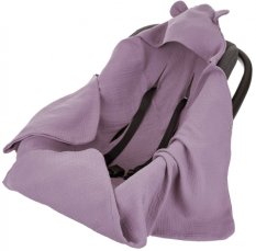 Detský eshop: Zavinovacia deka s kapucňou, mušelín 80x80 cm, levanduľová