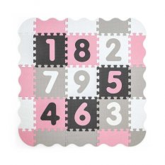 Detský eshop: Penové puzzle, podložka digits, ružová/sivá, 25 dielikov