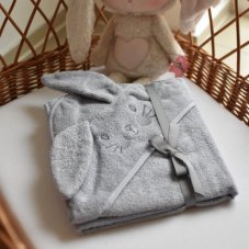 Detská froté osuška s kapucňou pre bábätko BUNNY, 80x80 cm, sivá, od značky Baby Nellys