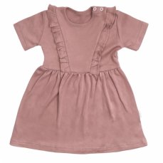 Dojčenské šaty s volánikmi, s krátkym rukávom, Happy - vínová, značka Mamatti
