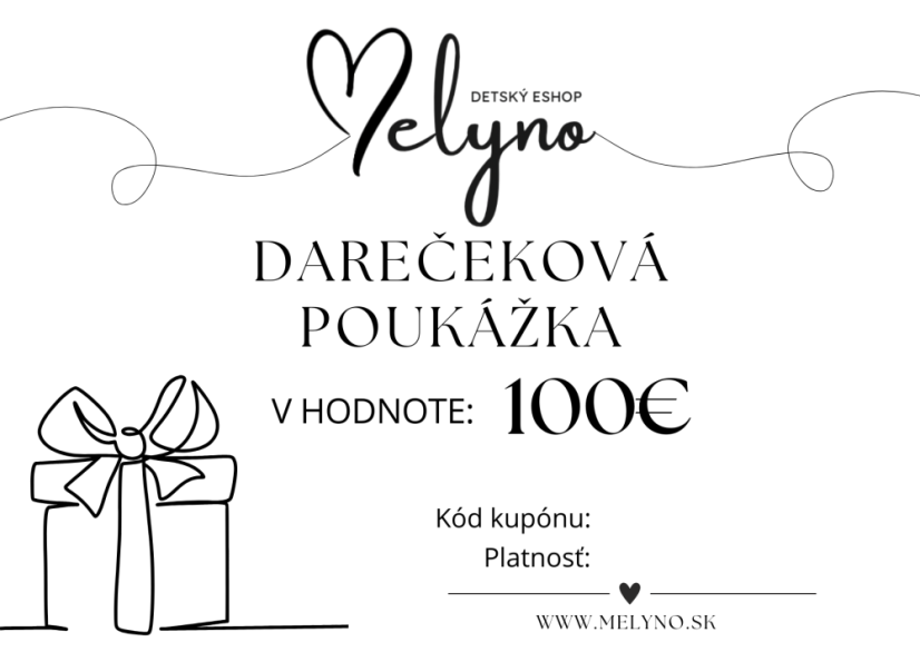 Darčeková poukážka Detský eshop 50€ 100€ alebo 150€ - Darčeková poukážka: 50€