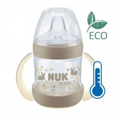 Detský eshop: Dojčenská fľaša na učenie NUK for Nature s kontrolou teploty 6-18m hnedá