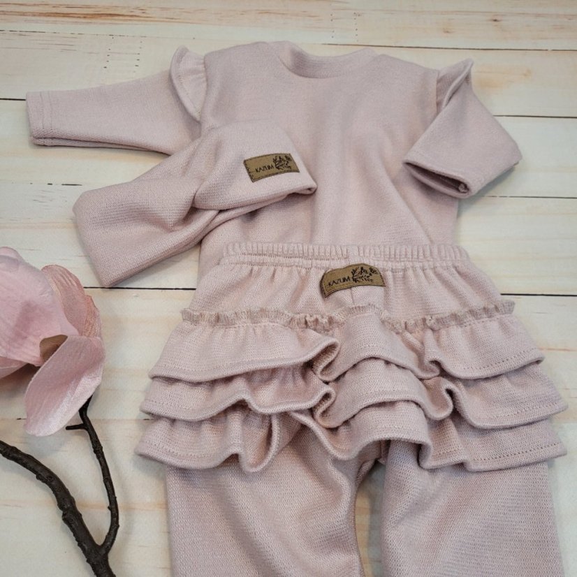 3-dielny oversize komplet: mikina + legíny so sukničkou + čelenka (74-86) Pink Glow, od značky Z&Z - Veľkosť: 80 (9-12m)