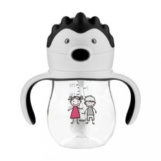 Detský eshop - Kúzelná fľaška so slamkou a závažím 250 ml grey