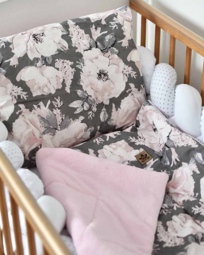Detský eshop: 2-dielna súprava do postieľky Velvet růžový, divoke ruže, značka Baby Nellys