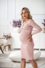 Tehotenské a dojčiace šaty rebrované Tummy milk & love púdrovo ružová