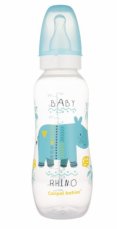Dojčenská fľaška s potlačou Rhino 330 ml, modrá, značka Canpol Babies