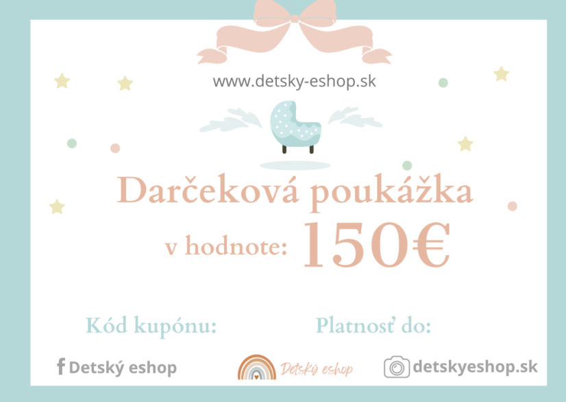 Darčeková poukážka BLUE 50€ 100€ alebo 150€ - Darčeková poukážka: 150€