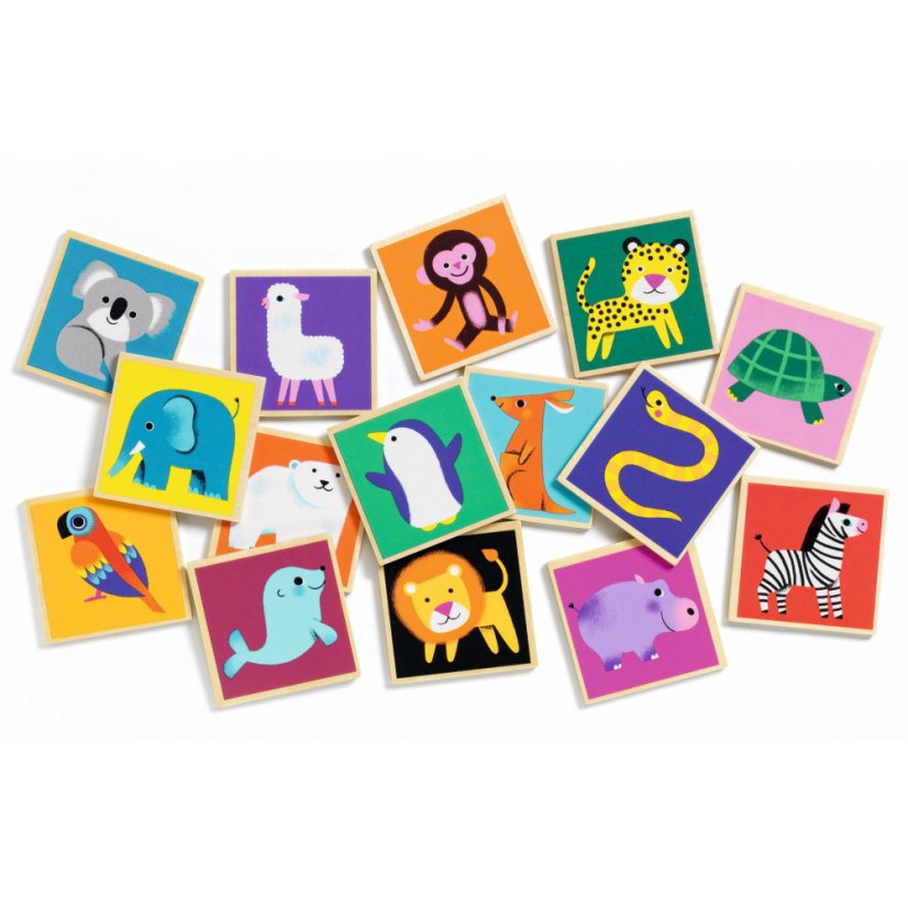 Drevené pexeso, 32 dielov, zvieratká, od 2 rokov, značka Djeco