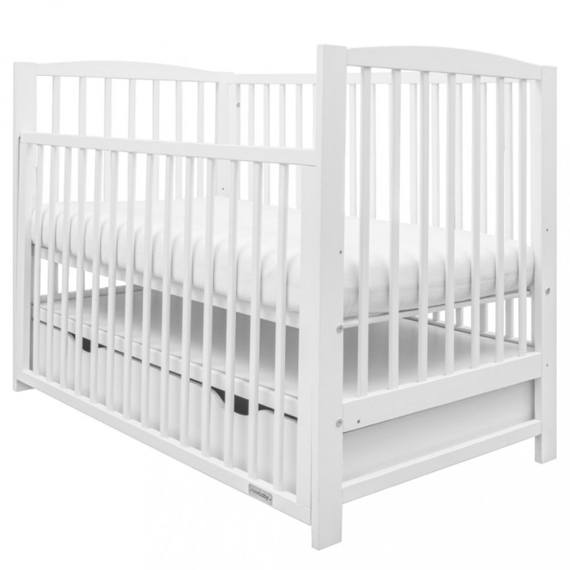 Detský eshop: Detská postieľka New Baby LILLY so sťahovacou bočnicou a šuplíkom biela