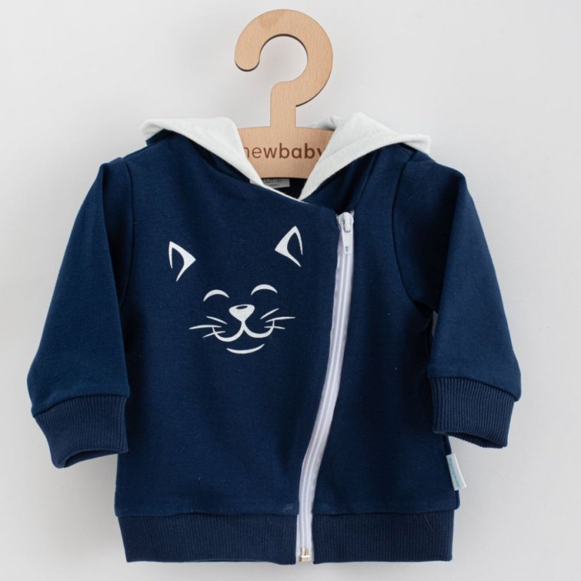Detský eshop - Dojčenské tepláčky a mikinka Animals Cat modrá