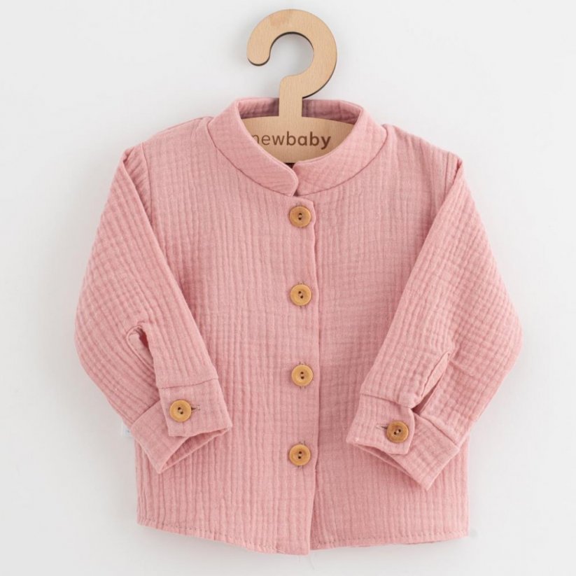 Dojčenská mušelínová košeľa New Baby Soft dress ružová - Veľkosť: 62 (2-3m), Farba: Ružová