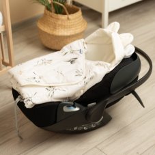 Zavinovačka do autosedačky s kapucňou a uškami, velvet, OLIVE krémová, od značky Sensillo
