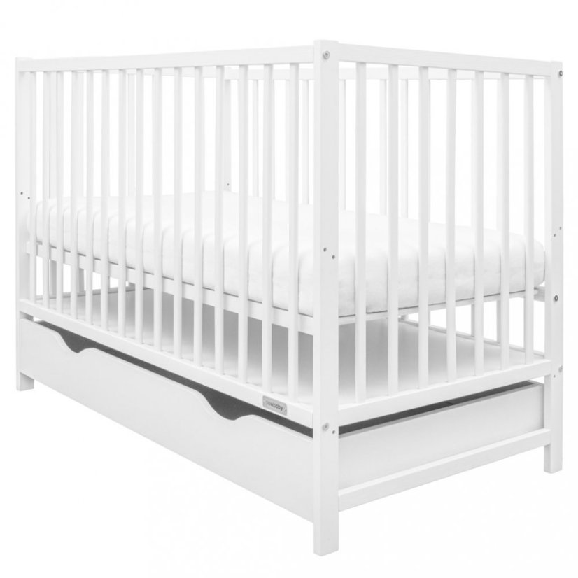 Detský eshop: Detská postieľka so šuplíkom New Baby BASIC biela