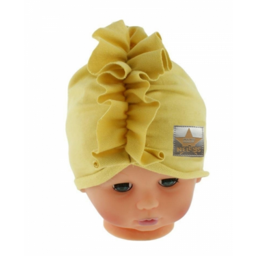 Detský eshop - Jarná/jesenná bavlnená čiapočka, turban, horčicová