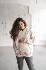 Detský eshop - Tehotenská a dojčiaca mikina Motherhood oversize béžová