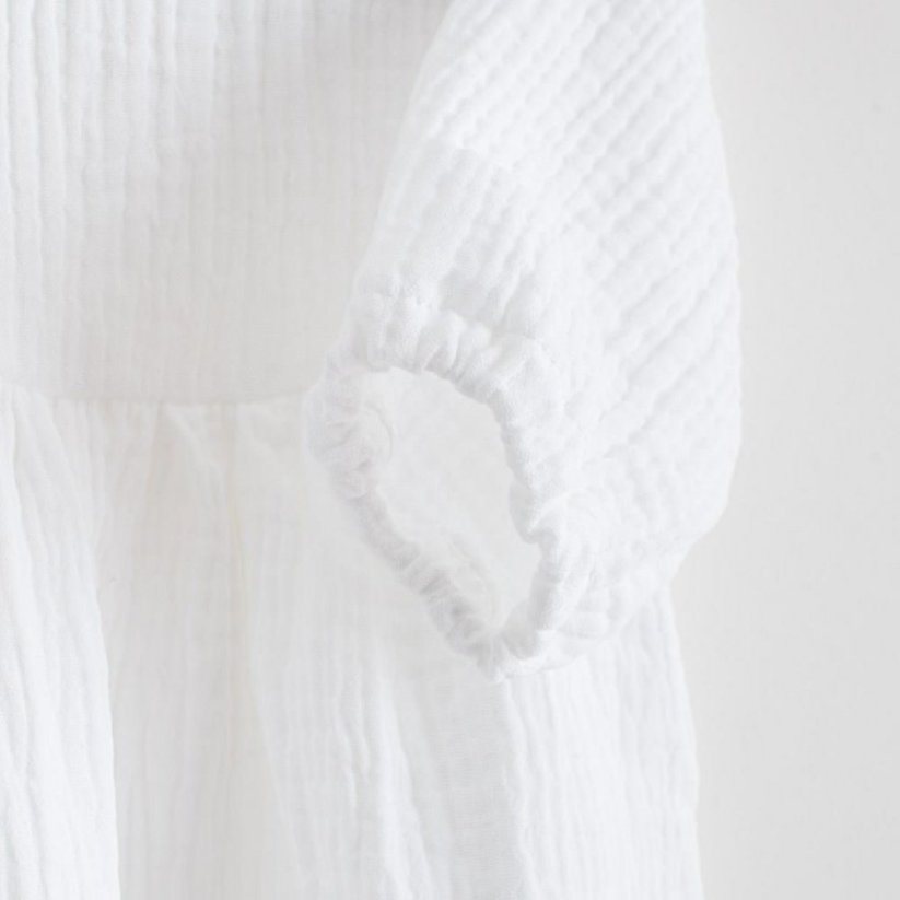 Detský eshop: Dojčenské mušelínové šaty s dlhým rukávom New Baby Elizabeth biela