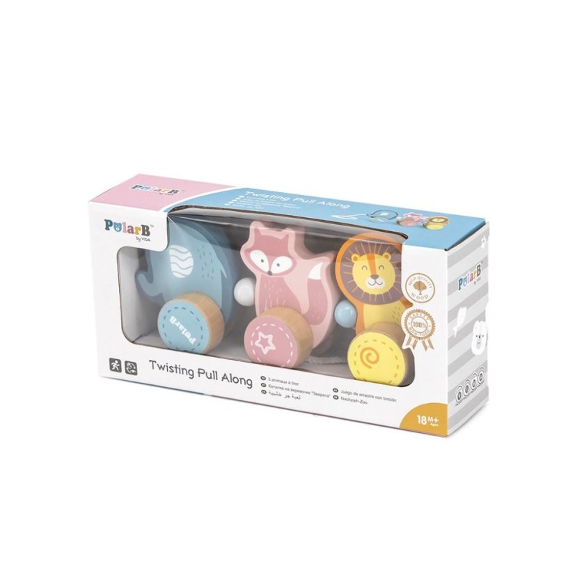 Detský eshop - Drevená ťahacia hračka na šnúrke Zoo