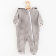 Detský eshop: Dojčenský mušelínový overal s kapucňou New Baby Comfort clothes sivá