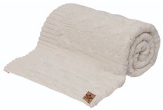 Detský eshop: Bambusová detská pletená deka, vzor pletený vrkoč, 80 x100 cm, smotanová