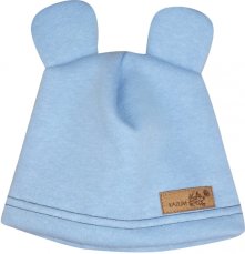 Detský eshop: Teplá detská čiapočka kazum, bavlnená s uškami, modrá