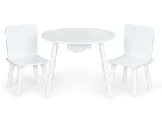 Detský eshop: Detský nábytok, okrúhly stolček + dve stoličky eco toys - biele