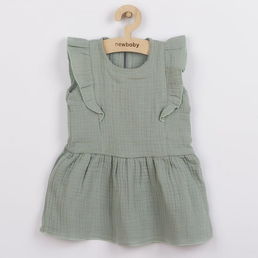 Detský eshop: Dojčenské mušelínové šaty New Baby Summer Nature Collection mätové