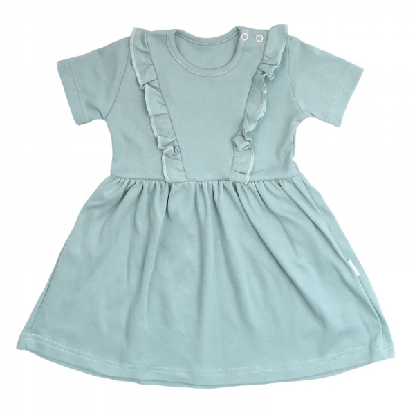 Detský eshop: Dojčenské šaty s volánikmi, s krátkym rukávom, nature - mätové, značka Mamatti