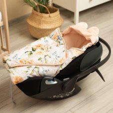 Zavinovačka do autosedačky s kapucňou a uškami, velvet, PIVONKA, broskyňová, od značky Sensillo