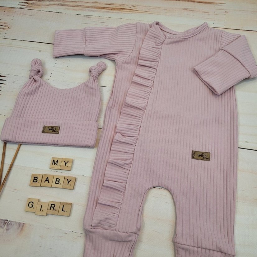 Letný bavlnený overal na zips + čiapka (74-86) Candy Pink od značky Kazum - Veľkosť: 74 (6-9m)