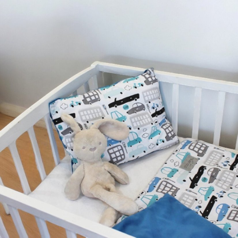 Detský eshop: 2-dielna súprava do postieľky Velvet modrý, autíčka, značka Baby Nellys