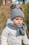 Detský eshop: Zimná čiapočka s kožušinovými brmbolcami + šál baby nellys star - sivá, 6/24 mesiacov