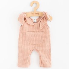 Detský eshop: Dojčenské mušelínové zahradníčky New Baby Comfort clothes ružová