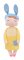 Handrová bábika Metoo XL s uškami v žltých šatičkách, 70cm