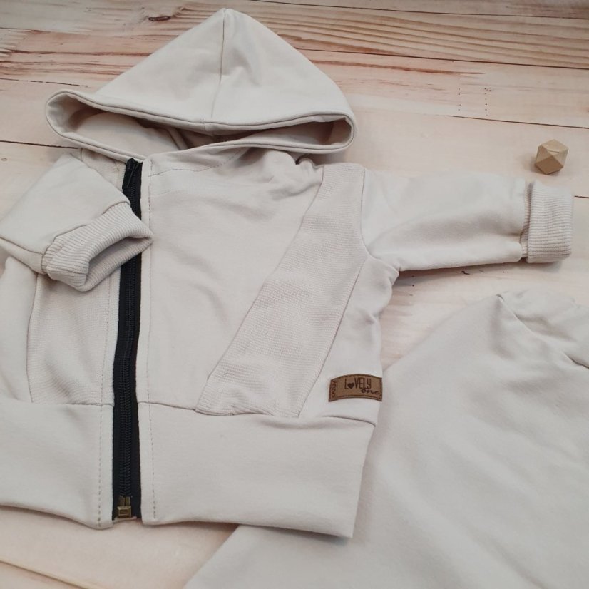 Detská dresová súprava: mikina na zips + nohavice (74-86) Alabaster Beige, od značky Kazum - Veľkosť: 80 (9-12m)